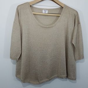 Mac + Jac Blouse Gold Shimmer Oversized Size L